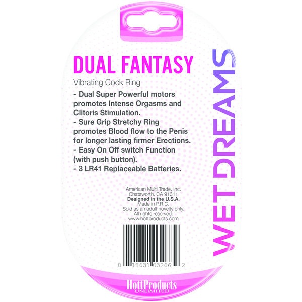 WET DREAMS DUAL FANTASY DUAL COCK RING W/ DUAL MOTORS