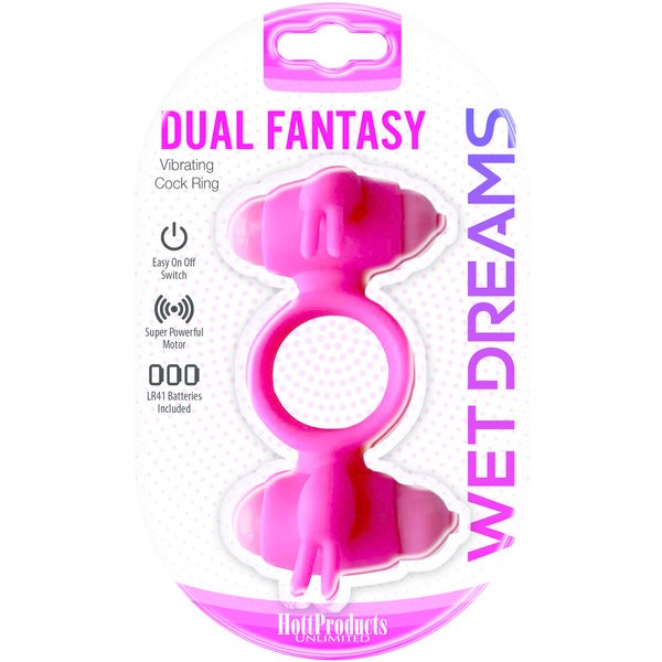 WET DREAMS DUAL FANTASY DUAL COCK RING W/ DUAL MOTORS