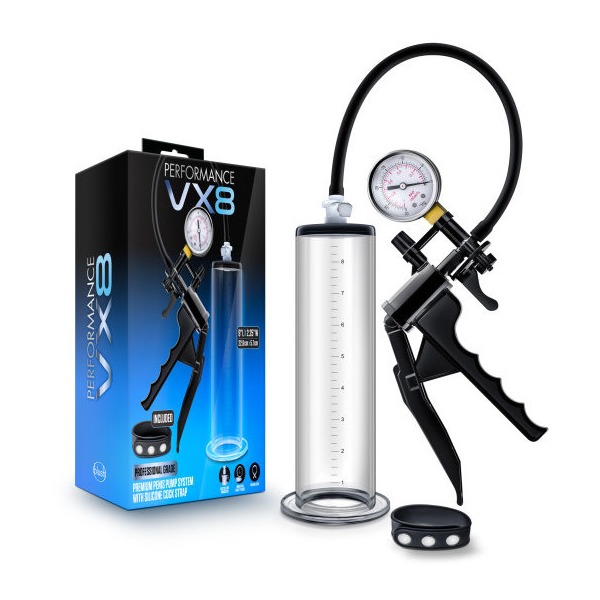 PERFORMANCE VX8 PREMIUM PENIS PUMP SYSTEM W/ SILICONE COCK STRAP CLEAR