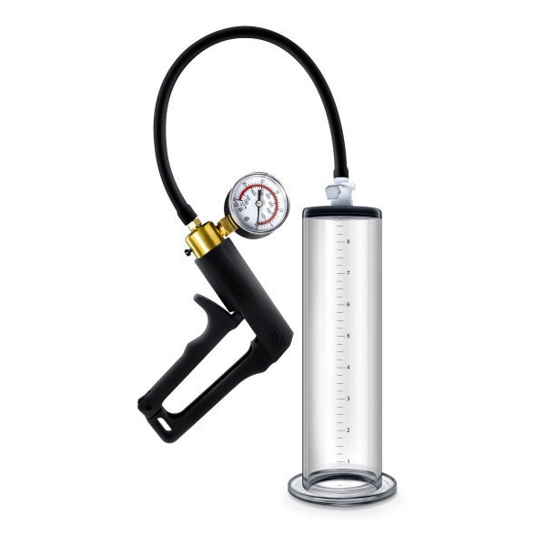 PERFORMANCE VX7 VACUUM PENIS PUMP W/ BRASS TRIGGER & PRESSURE GAUGE CLEAR