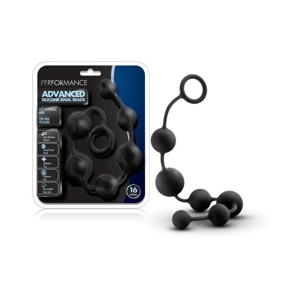 Performance 16in Silicone Anal Beads Black