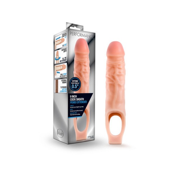 PERFORMANCE 9IN COCK SHEATH PENIS EXTENDER VANILLA