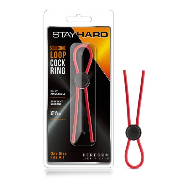 Stay Hard Silicone Loop Cock Ring Red
