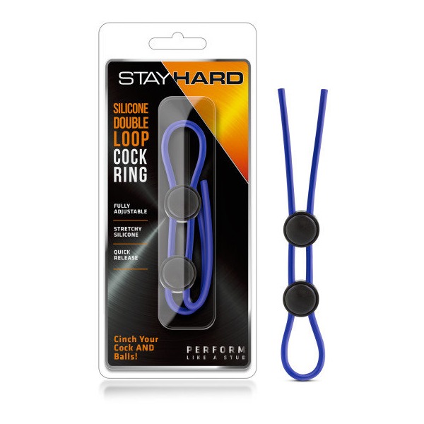 Stay Hard Silicone Double Loop Cock Ring Blue