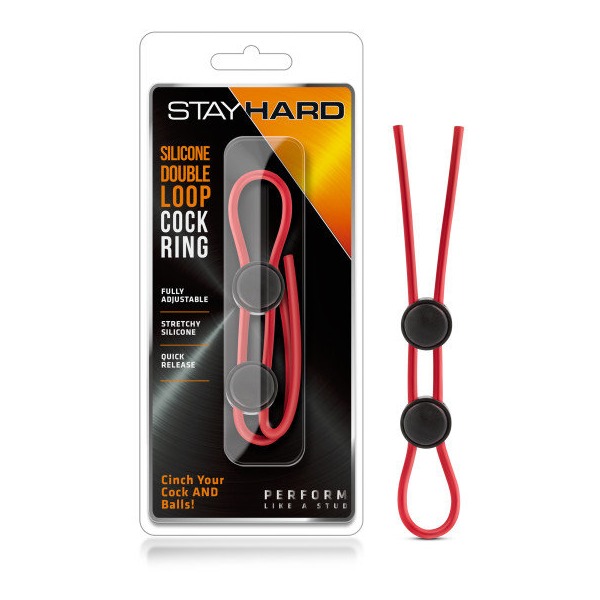 Stay Hard Silicone Double Loop Cock Ring Red