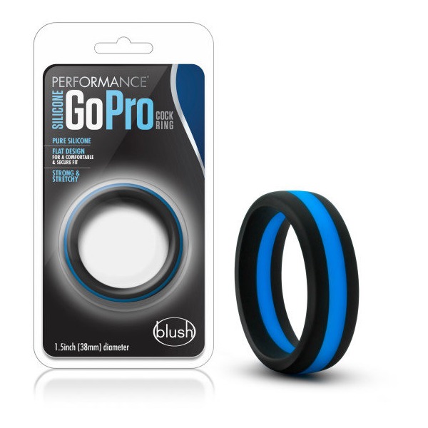 PERFORMANCE SILICONE GO PRO COCK RING BLACK/BLUE/BLACK