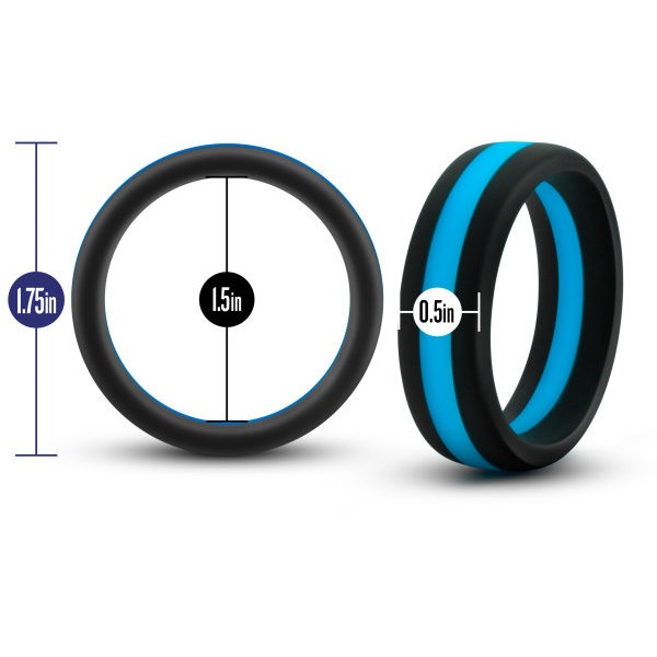 PERFORMANCE SILICONE GO PRO COCK RING BLACK/BLUE/BLACK