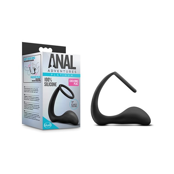 ANAL ADVENTURES PLATINUM COCK RING PLUG BLACK