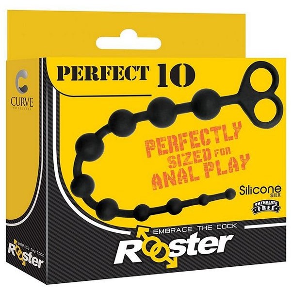 Rooster Perfect 10 Black Anal Beads