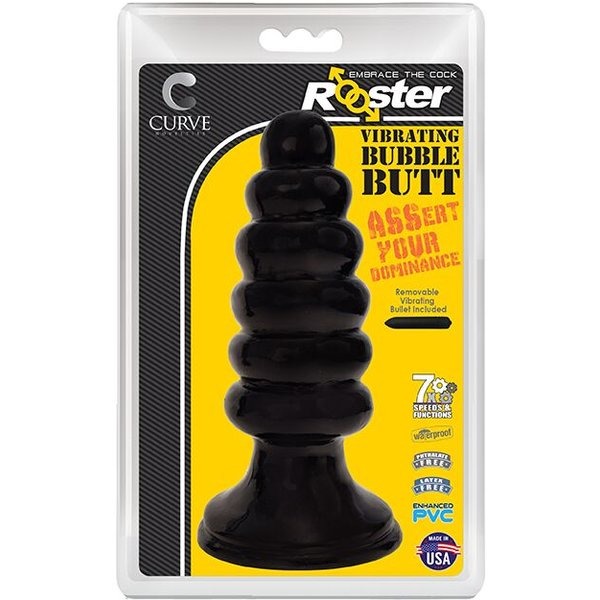 ROOSTER BUBBLE BUTT PLUG BLACK