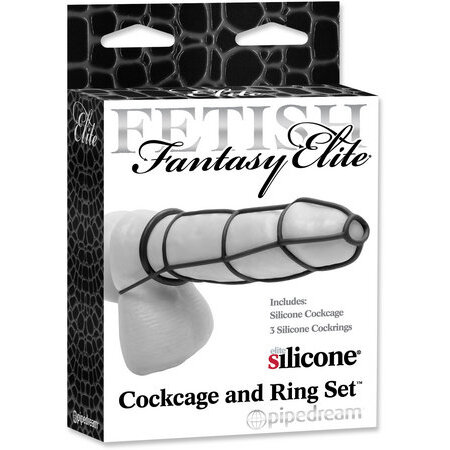 Fetish Fantasy Elite Cockcage & Ring Set Black