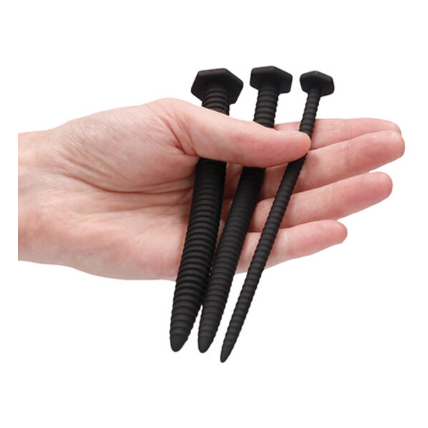 SILICONE SCREW PLUG SET URETHRAL SOUNDING BLACK