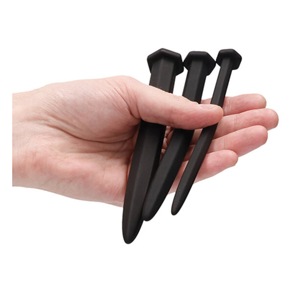 SILICONE RUGGED NAIL PLUG SET URETHRAL SOUNDING BLACK