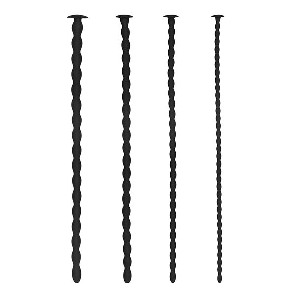 SILICONE SPIRAL SCREW PLUG SET ADVANCED URETHRAL SOUNDING BLACK