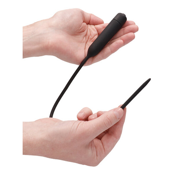 SILICONE VIBRATING BULLET PLUG EXTRA LONG URETHRAL SOUNDING BLACK