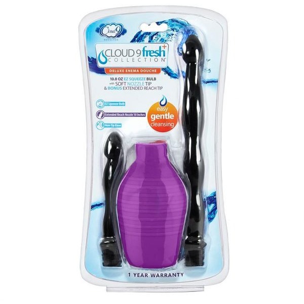 Cloud 9 Fresh + Deluxe Anal Enema Douche Kit 10.8 Oz Ez Squeeze Bulb W/ Soft Nozzle