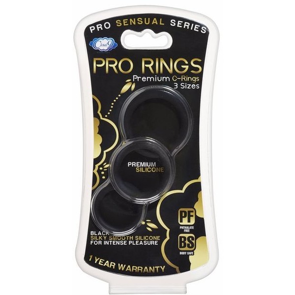 Cloud 9 Pro Sensual Silicone Cock Ring 3 Pack Black