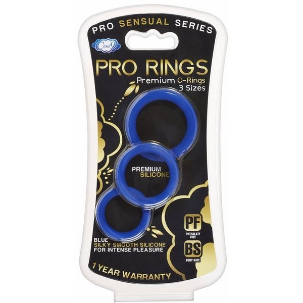 Cloud 9 Pro Sensual Silicone Cock Ring 3 Pack Blue