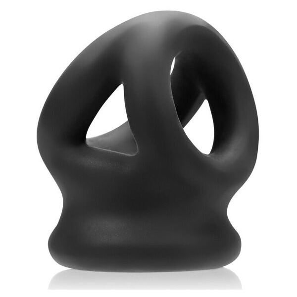 Tri Squeeze Cocksling Ball Stretcher Oxballs Silicone Tpr Blend Black Ice