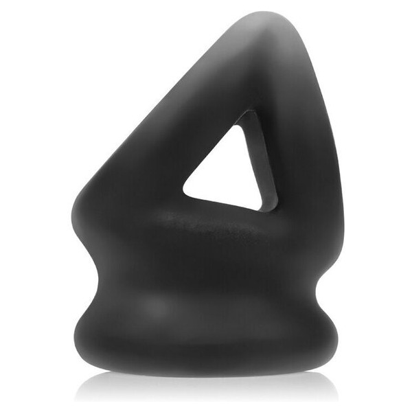 Tri Squeeze Cocksling Ball Stretcher Oxballs Silicone Tpr Blend Black Ice