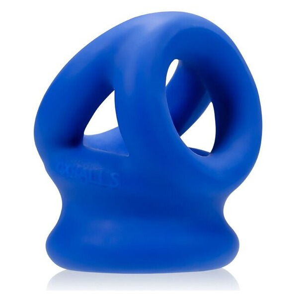 Tri Squeeze Cocksling Ball Stretcher Oxballs Silicone Tpr Blend Cobalt Ice