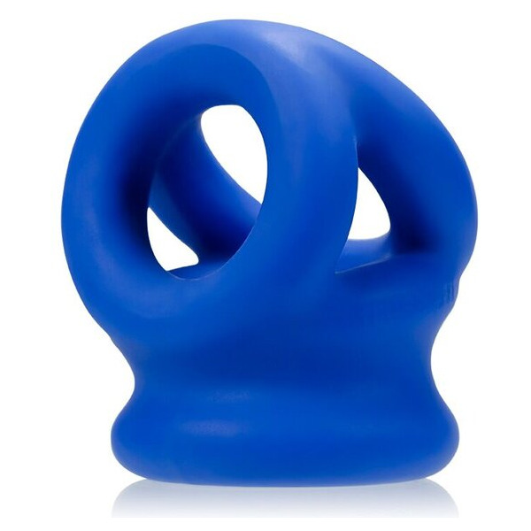 Tri Squeeze Cocksling Ball Stretcher Oxballs Silicone Tpr Blend Cobalt Ice