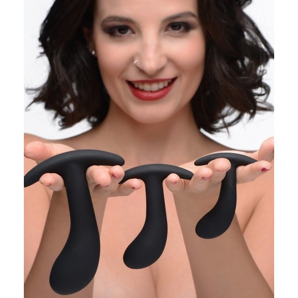 MASTER SERIES DARK DELIGHTS 3PC CURVED SILICONE ANAL TRAINER SET