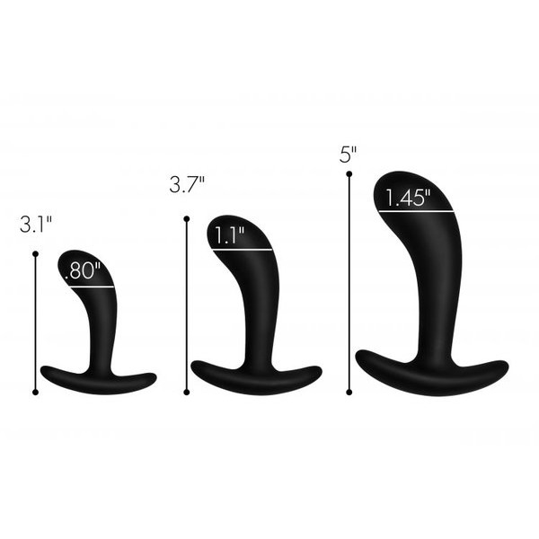 MASTER SERIES DARK DELIGHTS 3PC CURVED SILICONE ANAL TRAINER SET